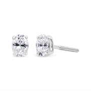 Bids.com 14K White Gold 1.00 Cttw Lab Grown Oval Solitaire Diamond Stud Earrings (F-G Color, VS2-SI1 Clarity) Earrings