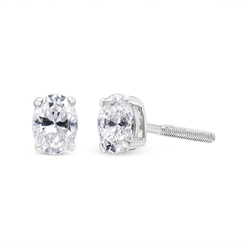 Bids.com 14K White Gold 1.00 Cttw Lab Grown Oval Solitaire Diamond Stud Earrings (F-G Color, VS2-SI1 Clarity) Earrings