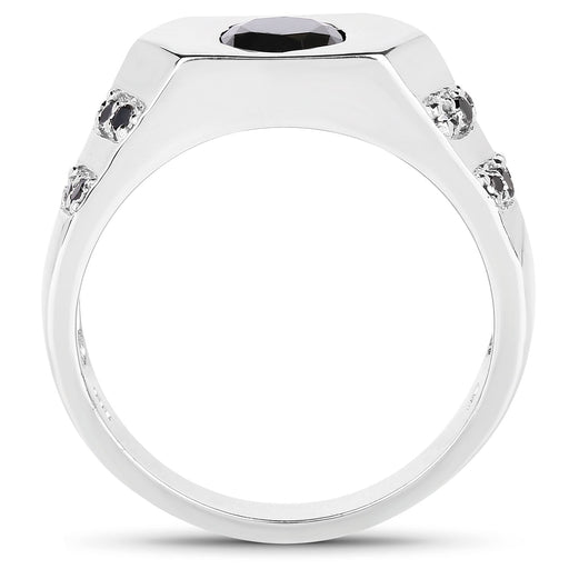 Bids.com 1.53 Carat Genuine Black Diamond .925 Sterling Silver Ring Rings