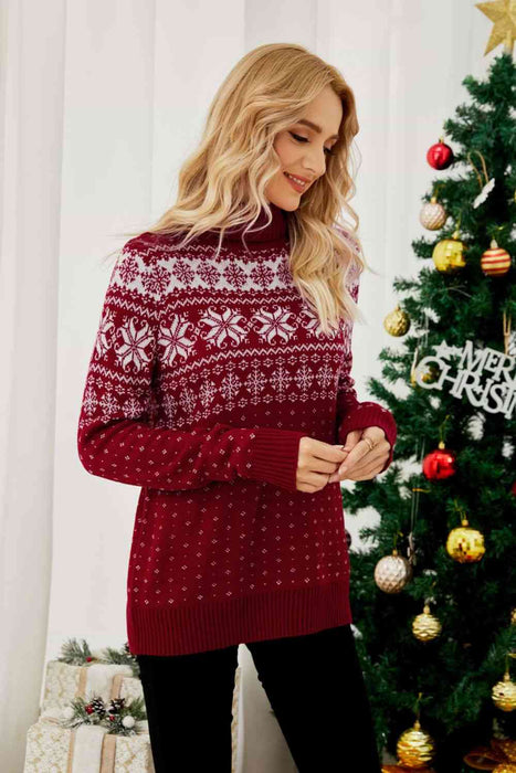 Christmas Snowflake Fair Isle Turtleneck Sweater by VYSN