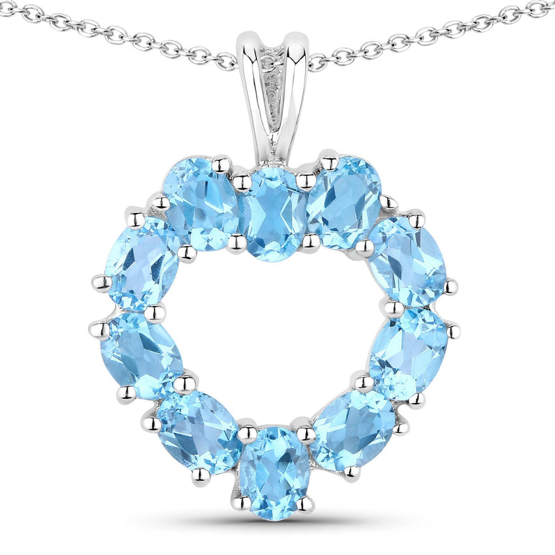 Bids.com 1.90 Carat Genuine Swiss Blue Topaz .925 Sterling Silver Pendant Pendants