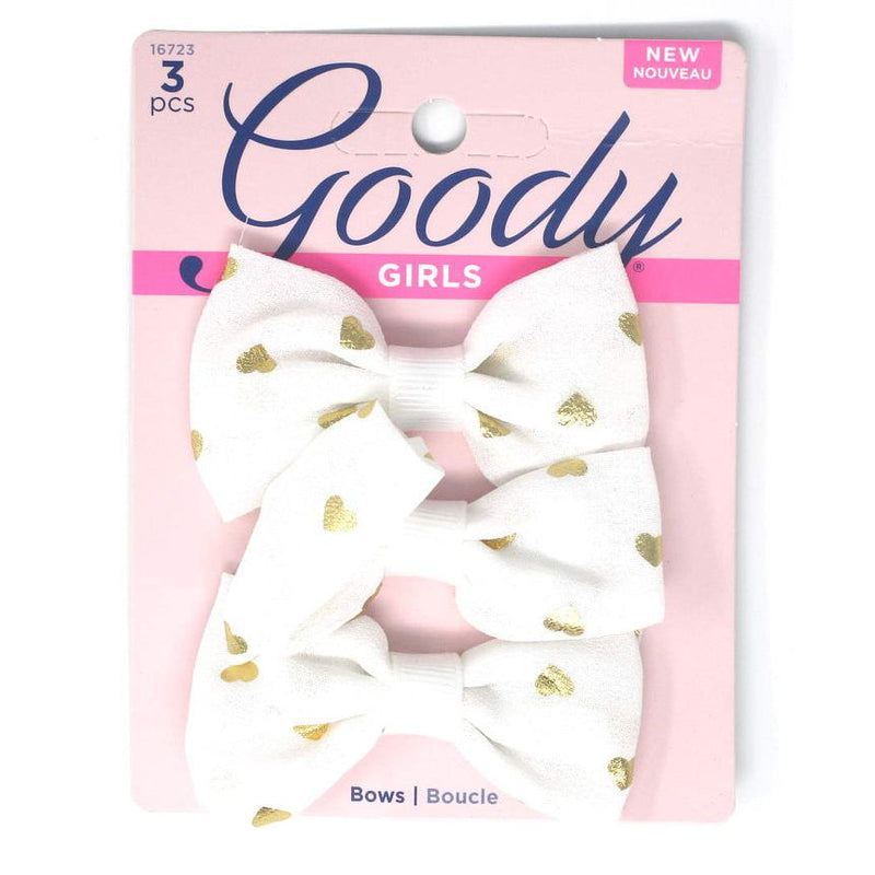 Goody Goody Girls White Hair Bow Heart Barrettes 2.75" - 3 Pieces Barrettes