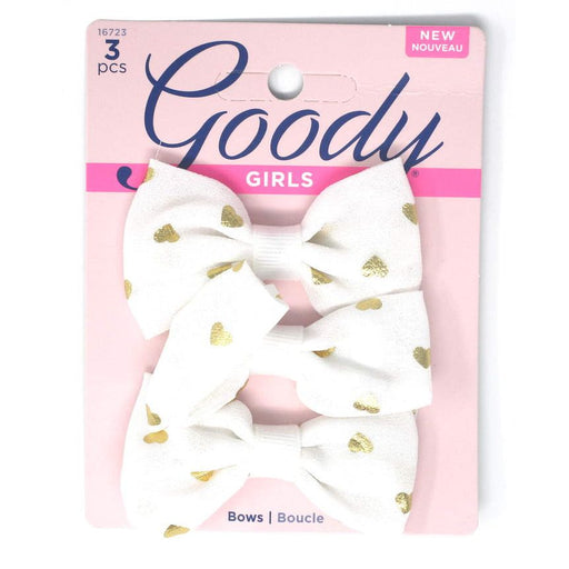 Goody Goody Girls White Hair Bow Heart Barrettes 2.75" - 3 Pieces Barrettes