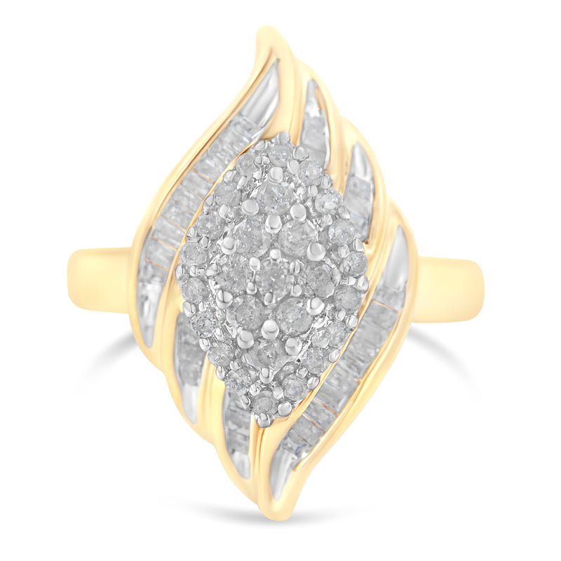 Bids.com 10K Yellow Gold Diamond Cocktail Ring (3/4 Cttw, I-J Color, I2-I3 Clarity) - Size 8 Rings