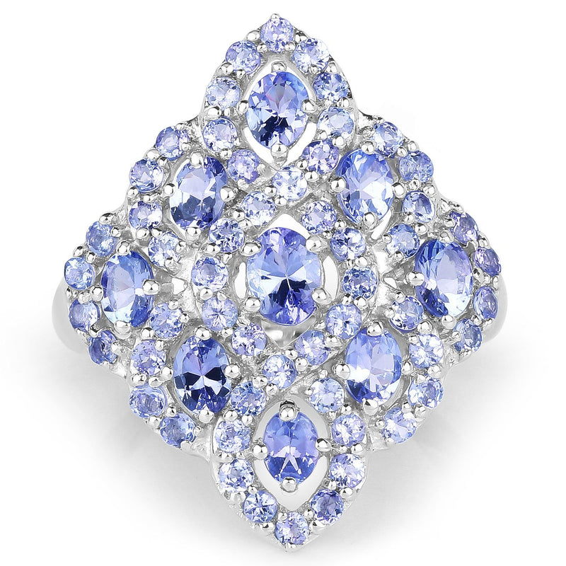 Bids.com 3.31 Carat Genuine Tanzanite .925 Sterling Silver Ring Rings