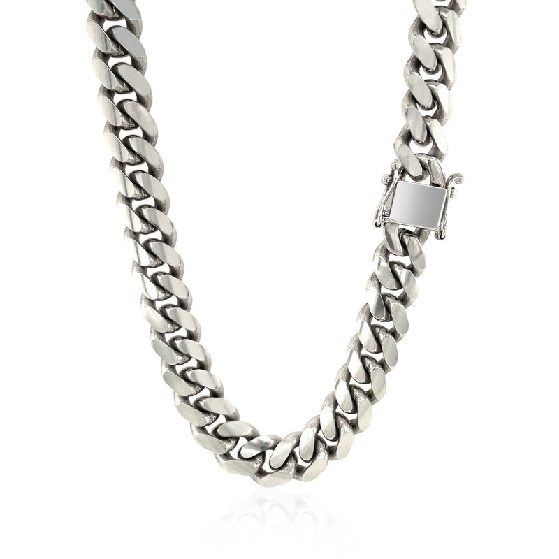 Bids.com Sterling Silver Rhodium Plated Miami Cuban Chain 9.8mm Necklaces