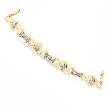 Bids.com 14K Yellow Gold Plated .925 Sterling Silver Channel Set Diamond Accent Twist 4â€-10â€ Adjustable Bolo Bracelet (I-J Color, I3 Clarity) Bracelets