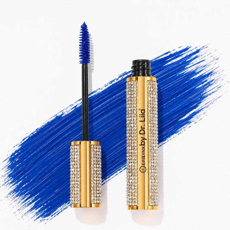 EpiLynx Mega Volume Vegan Mascara Black and Blue – Smudge-Proof with Handmade Diamond Case