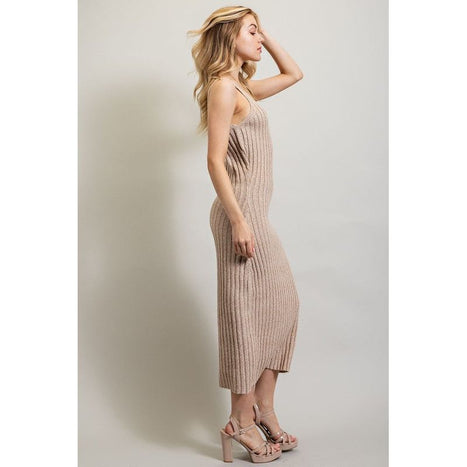 RIBBED-KNIT MAXI DRESS