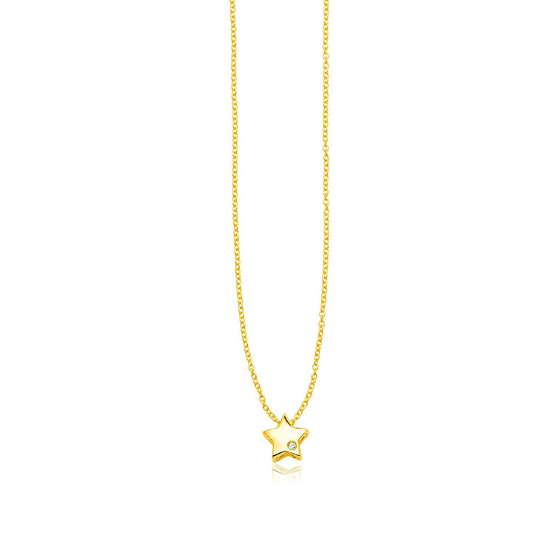 Bids.com 14k Yellow Gold Polished Star Necklace with Diamond Necklaces