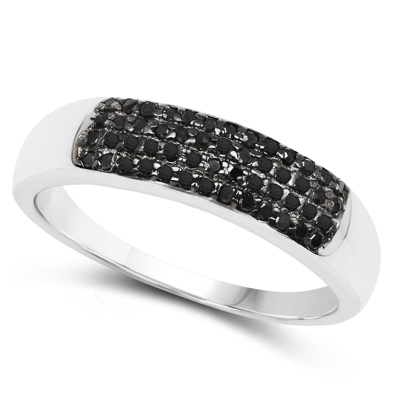 Bids.com 0.22 Carat Genuine Black Diamond .925 Sterling Silver Ring Rings