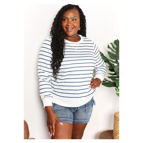 Double Take Striped Long Sleeve Round Neck Top