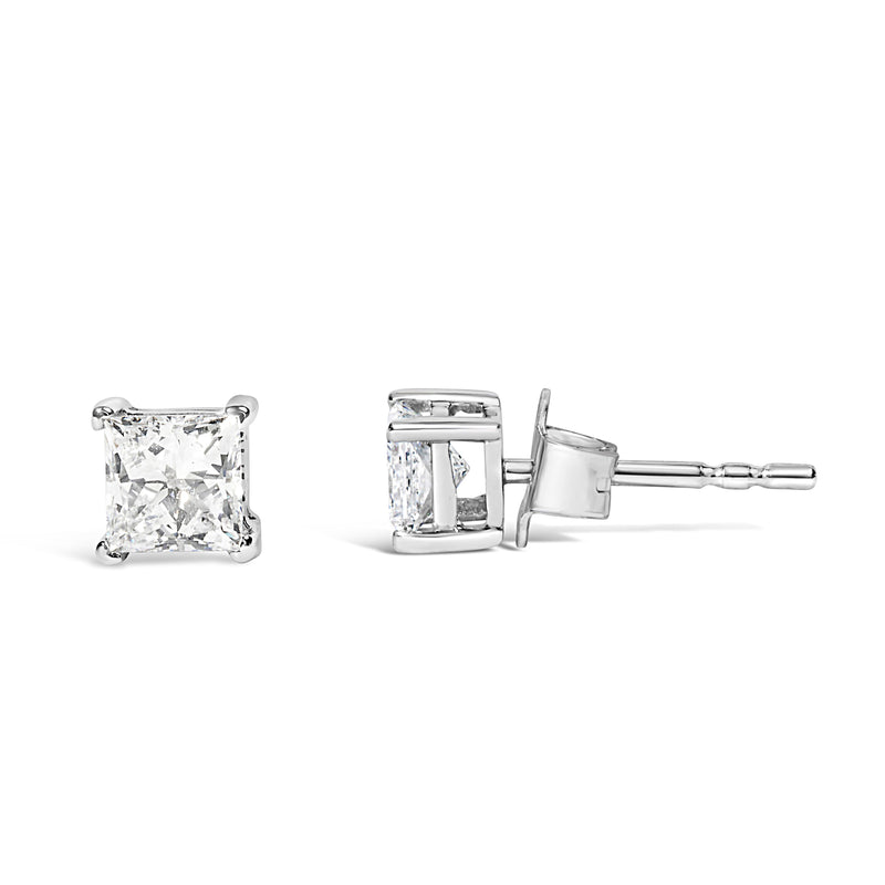 Bids.com 14K White Gold 3/8 Cttw Lab Grown Princess-Cut Diamond 4-Prong Solitaire Stud Earrings (VS1-VS2 Clarity, F-G Color) Earrings
