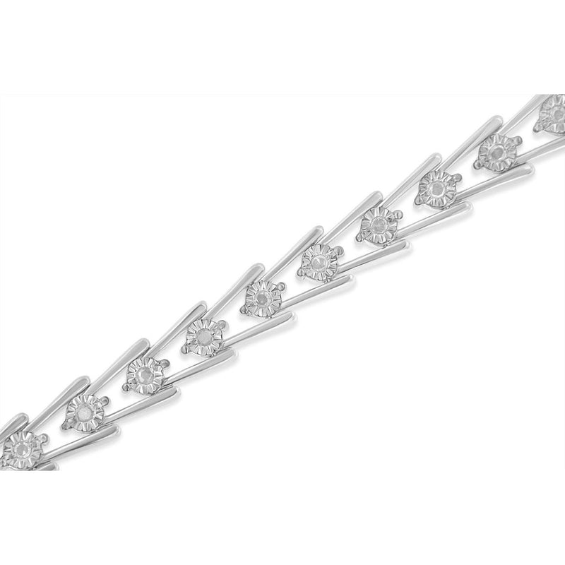 Bids.com Sterling Silver Diamond Wave-Style Link Bracelet (0.5 cttw, I-J Color, I3 Clarity) Bracelets