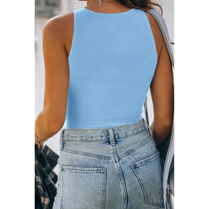 Ribbed Round Neck Cropped Tank