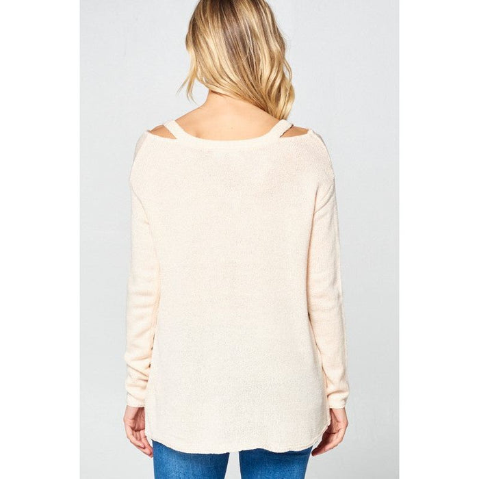 SOLID LIGHT KNIT V NECK SWEATER