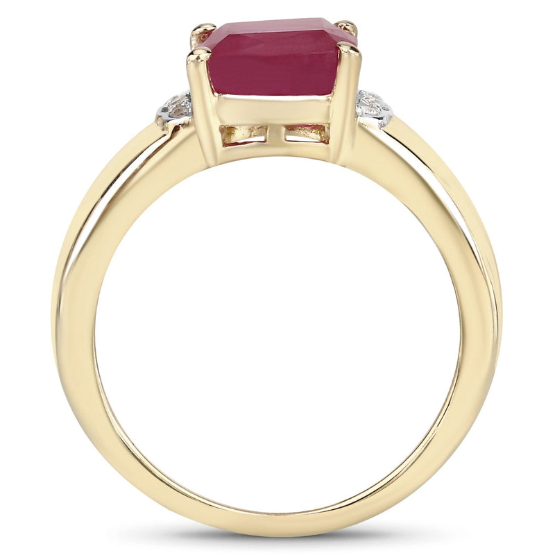 Bids.com 3.44 Carat Glass Filled Ruby and White Topaz .925 Sterling Silver Ring Rings