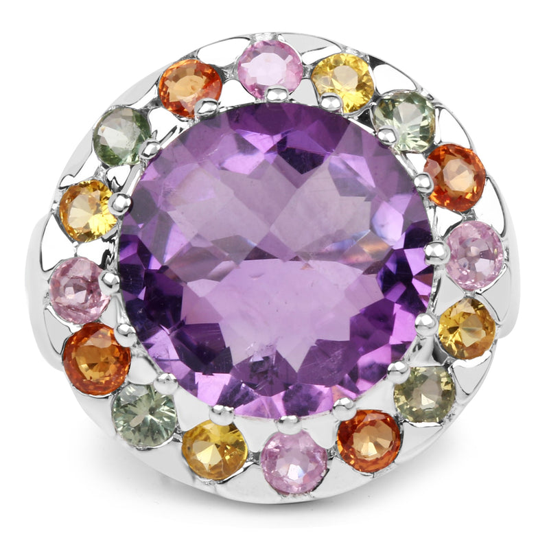 Bids.com 10.16 Carat Genuine Multi Stone .925 Sterling Silver Ring Rings