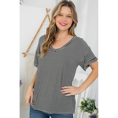 Plus Pin Stripe Boxy Top