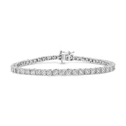 Bids.com .925 Sterling Silver 1.0 Cttw Miracle-Set Diamond Round Faceted Bezel Tennis Bracelet (I-J Color, I3 Clarity) - 7" Bracelets