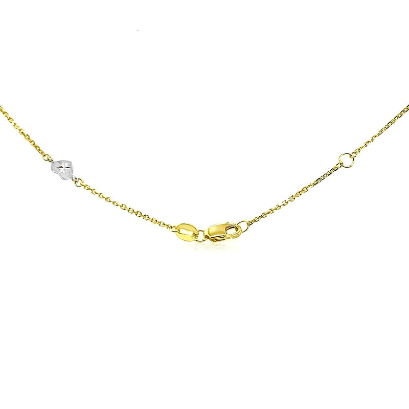 Bids.com 14k Two Tone Gold Anklet with Diamond Cut Heart Style Stations Accessories
