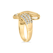 Bids.com 14K Yellow Gold 1 1/3 Cttw Channel Set Diamond Bypass Cocktail Ring (J-K Color, I1-I2 Clarity) - Ring Size 7 Rings