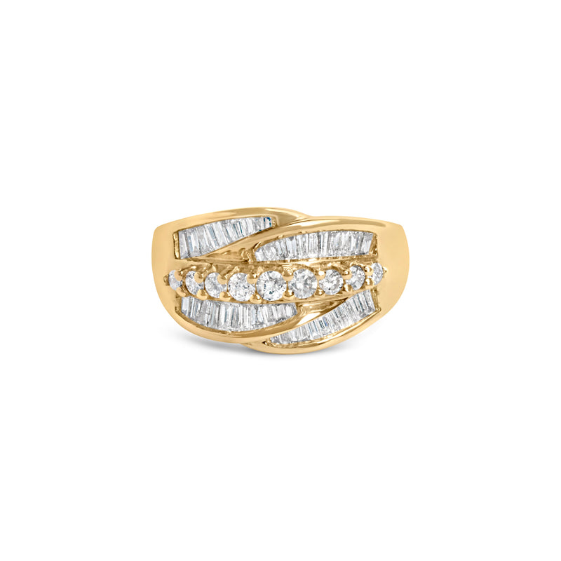 Bids.com 14K Yellow Gold 1.00 Cttw Diamond Cocktall Cluster 5 Stone Ring (H-I Color, SI1-I1 Clarity) - Ring Size 7 Rings