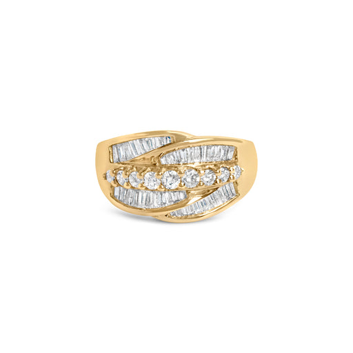 Bids.com 14K Yellow Gold 1.00 Cttw Diamond Cocktall Cluster 5 Stone Ring (H-I Color, SI1-I1 Clarity) - Ring Size 7 Rings