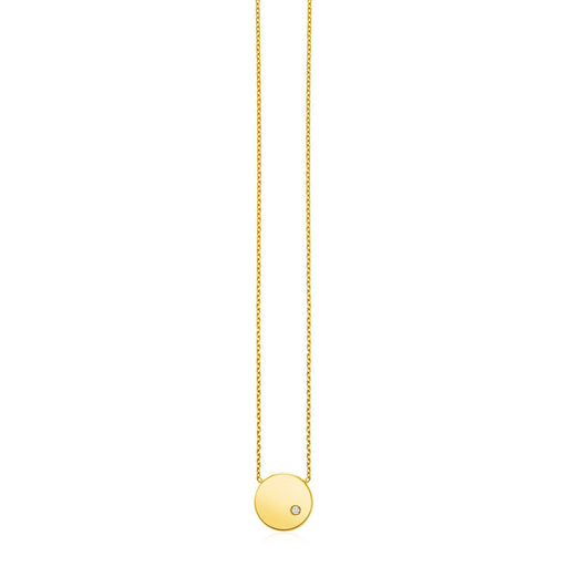 Bids.com 14k Yellow Gold Necklace with Polished Round Pendant with Diamond Necklaces