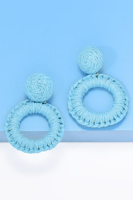 Round Shape Raffia Grass Dangle Earrings