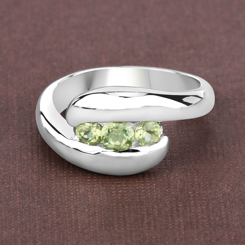 Bids.com 0.56 Carat Genuine Peridot .925 Sterling Silver Ring Rings