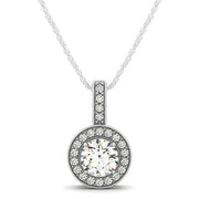 Bids.com Milgrain Edge Diamond Halo Pendant in 14k White Gold (5/8 cttw) Necklaces