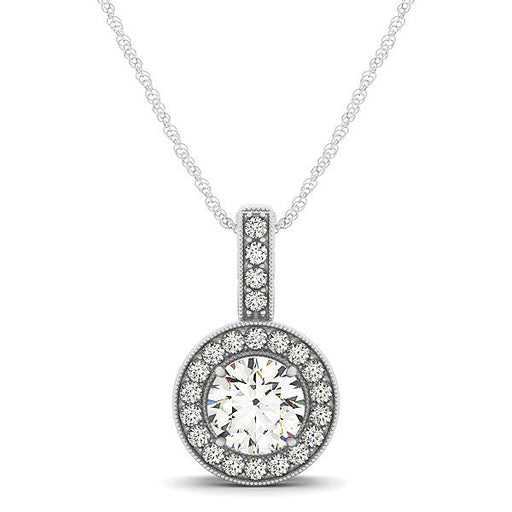 Bids.com Milgrain Edge Diamond Halo Pendant in 14k White Gold (5/8 cttw) Necklaces