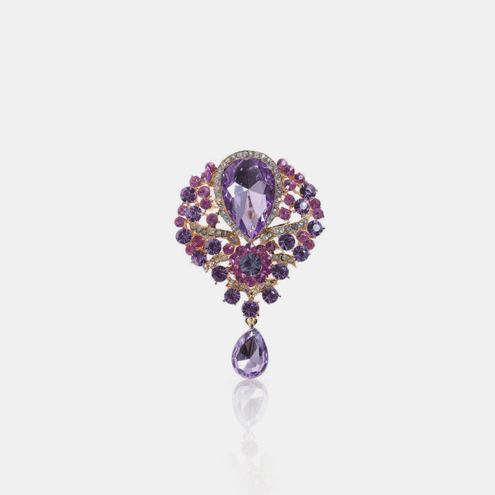 Rhinestone Teardrop Brooch