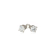 Bids.com Sterling Silver Stud Earrings with White Hue Faceted Cubic Zirconia Earrings