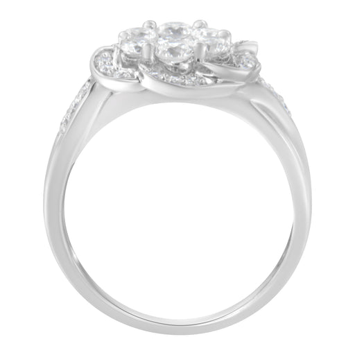 Bids.com 14K White Gold Floral Cluster Diamond Ring (1.0 Cttw, H-I Color, SI2-I1 Clarity) - Size 6 Rings