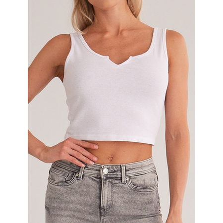 Cropped Split Neckline Knit Tank Top HNYB7L59KN