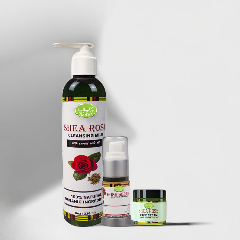 Lulu’s Holistics Rose Radiance Skin Trio – Cleanse, Hydrate & Brighten Facial Cleanser Light Gray
