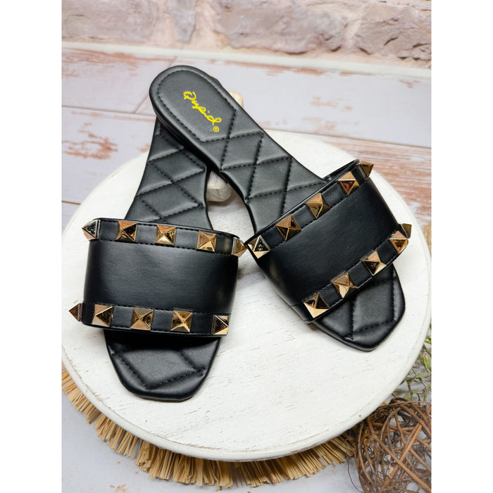 Sutton Studded Sandal in Black