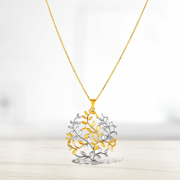 Bids.com 14k Two-Tone Yellow and White Gold Tree of Life Pendant Pendants