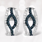 Bids.com 0.42 Carat Genuine Blue Diamond & White Diamond .925 Sterling Silver Earrings Earrings