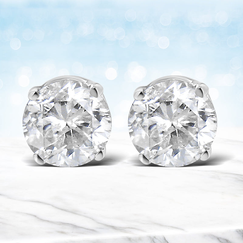 Bids.com 14K White Gold 5/8 Cttw Round Brilliant-Cut Lab Grown Diamond Classic 4-Prong Push back Stud Earrings (F-G Color, VS1-VS2 Clarity) Earrings