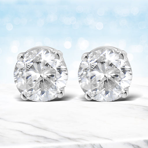 Bids.com 14K White Gold 5/8 Cttw Round Brilliant-Cut Lab Grown Diamond Classic 4-Prong Push back Stud Earrings (F-G Color, VS1-VS2 Clarity) Earrings