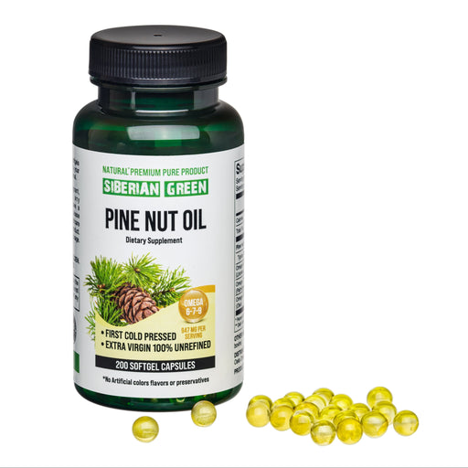 SiberianGreen.com Siberian Green Pine Nut Oil Capsules – 200 Softgels Cooking Oils