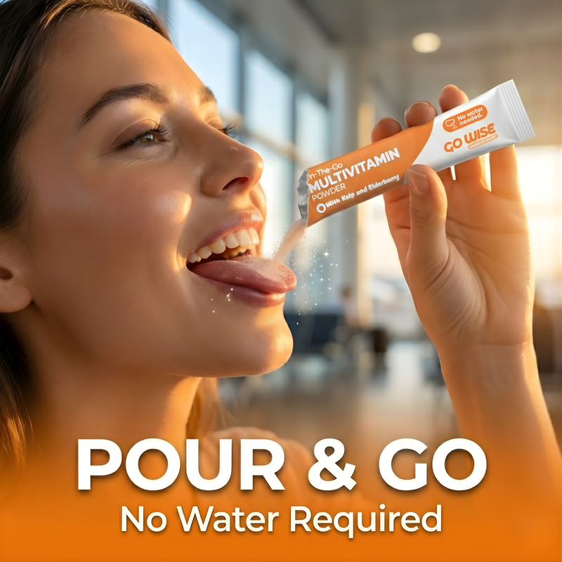 Go Wise Vegan Multivitamin Powder Stick Packs - No Water Needed Multivitamin