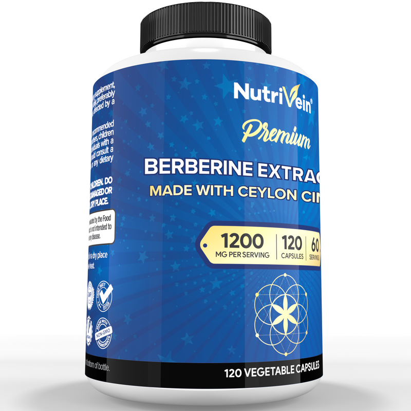 Nutrivein Nutrivein Premium Berberine 1200 mg with Ceylon Cinnamon - 120 Capsules GR-4L51-YC9A