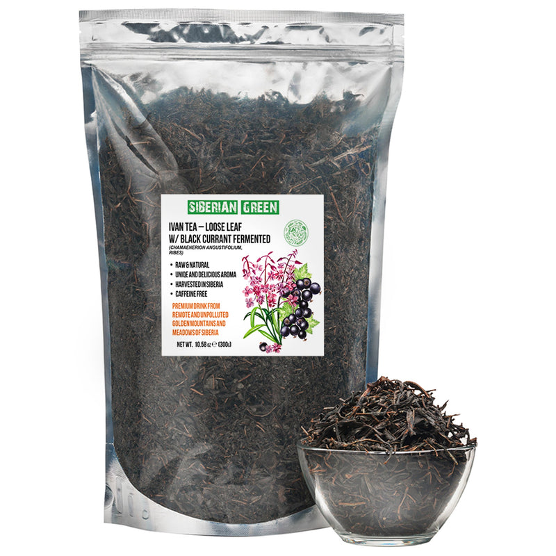 SiberianGreen.com Siberian Green Fermented Ivan Tea with Black Currant Leaves – 300g Tea & Infusions