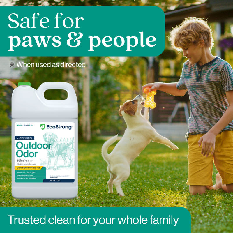 EcoStrong Outdoor Odor Eliminator Pet & Animal > Outdoor Odor Dark Cyan 1 Gallon Jug and Multi Use Sprayer,1 Gallon Jug,32 oz Sprayer Bottle and 1 Gallon Refill,32 oz Sprayer Bottle,10 x 2 oz Shots and Sprayer Bottle,5 Gallon Pail