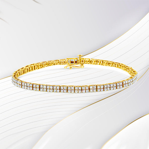 Bids.com 14K Yellow Gold Plated .925 Sterling Silver 3.0 Cttw Diamond Link Bracelet (K-L Color, I2-I3 Clarity) - 7.25" Bracelets