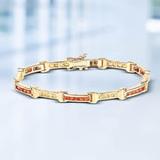 Bids.com 6.48 Carat Genuine Orange Sapphire and Yellow Sapphire .925 Sterling Silver Bracelet Bracelets